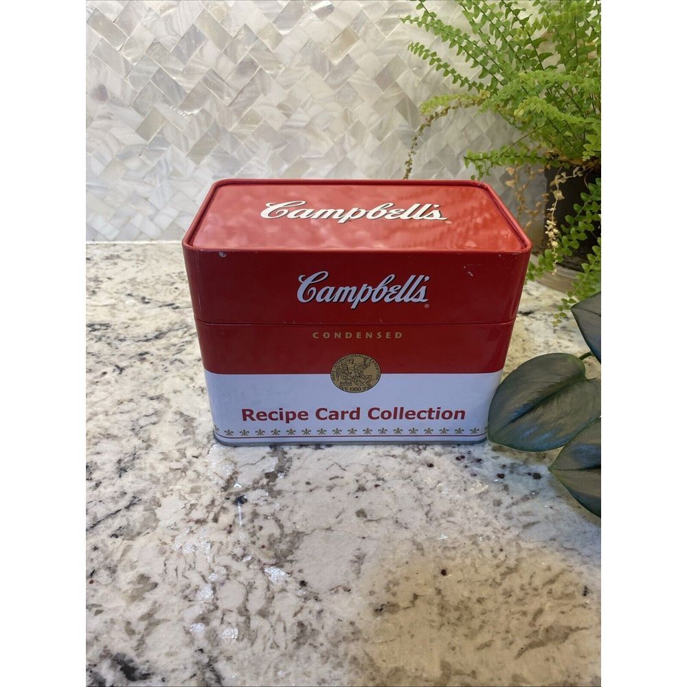 CAMPBELL'S TIN RECIPE CARD BOX w Cards - Picture 4 of 13